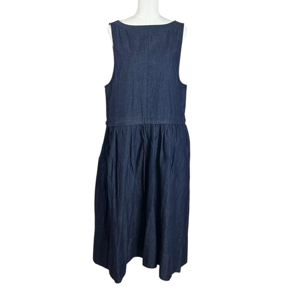 Free People Retro 90s Soraya Dark Denim Drop Waist Midi Jumper Dress Size Medium - Picture 6 of 13